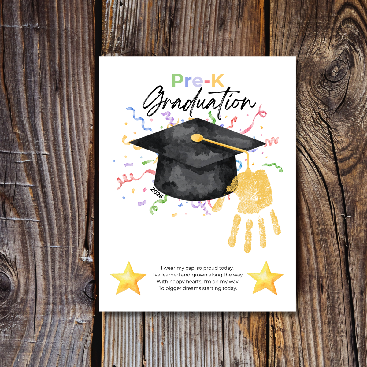 Pre-K Graduation Handprint Craft Printable | Preschool Graduation Keepsake | End of Year Classroom Activity | Kids Graduation Art PDF