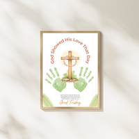 Good Friday Handprint Cross Craft Printable | “God Showed His Love That Day” Christian Kids Activity | Easter Faith Keepsake PDF