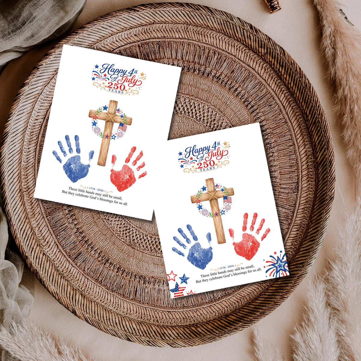 Christian July 4th Handprint Craft Printable, America 250 Faith-Based Patriotic Keepsake Activity for Kids