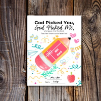 Christian Teacher Appreciation Gift Card Holder Printable, God Picked You God Picked Me Teacher Gift, End of School Teacher Thank You Card, Instant Download