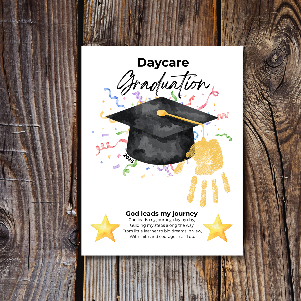 Daycare Graduation Handprint Craft Printable, Christian Graduation Keepsake for Kids, God Leads My Journey, Preschool Graduation Activity, Instant Download