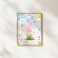 April Showers Bring May Flowers Handprint Craft Printable | Spring Preschool Activity | Fingerprint Raindrop Art | Kids Seasonal Keepsake PDF