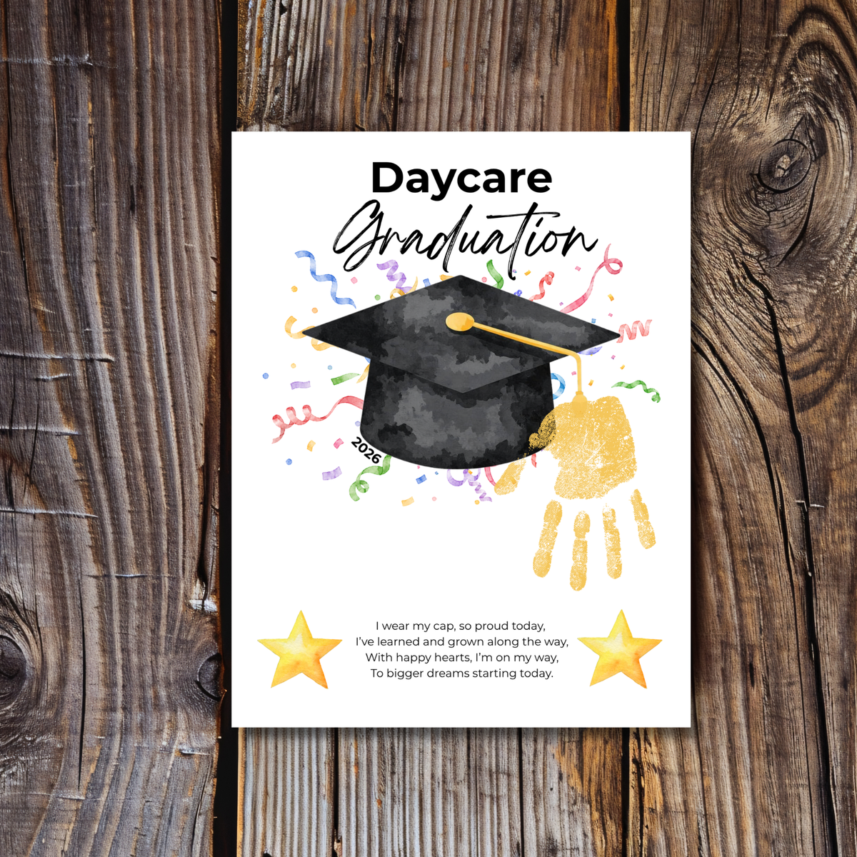 Daycare Graduation Handprint Craft Printable, Daycare Graduation Keepsake, Daycare Graduation Activity for Kids, End of Year Printable, Instant Download