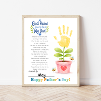 Christian Father’s Day Handprint Craft Printable | God Picked You to Be My Dad | Faith-Based Dad Keepsake Gift from Kids | Preschool DIY Handprint Art PDF
