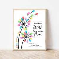 Mother’s Day Fingerprint Craft Printable | I Couldn’t Wish for a Better Mom Keepsake | Preschool DIY Mom Gift | Dandelion Fingerprint Art PDF