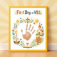 First Day of VBS Handprint Craft Printable | Vacation Bible School Keepsake | Christian Summer Church Activity