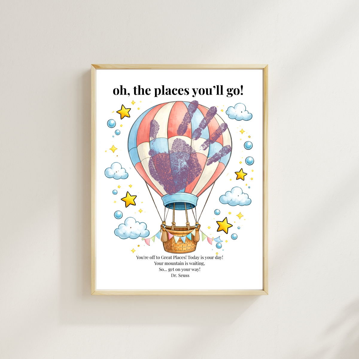 Hot Air Balloon Graduation Handprint Craft Printable | “Oh, the Places You’ll Go!” Inspirational Keepsake | End of Year Art PDF