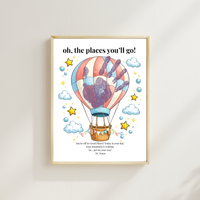 Hot Air Balloon Graduation Handprint Craft Printable | “Oh, the Places You’ll Go!” Inspirational Keepsake | End of Year Art PDF