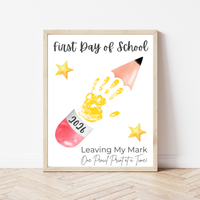 First Day of School Pencil Handprint Craft Printable | Back to School Keepsake Art | Leaving My Mark School Sign 2026 | Preschool DIY Handprint PDF