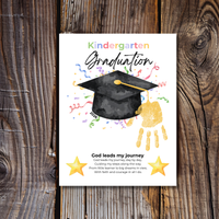 Christian Kindergarten Graduation Handprint Craft Printable | Graduation Keepsake | God Leads My Journey Kinder Graduation Art | End of Year DIY PDF