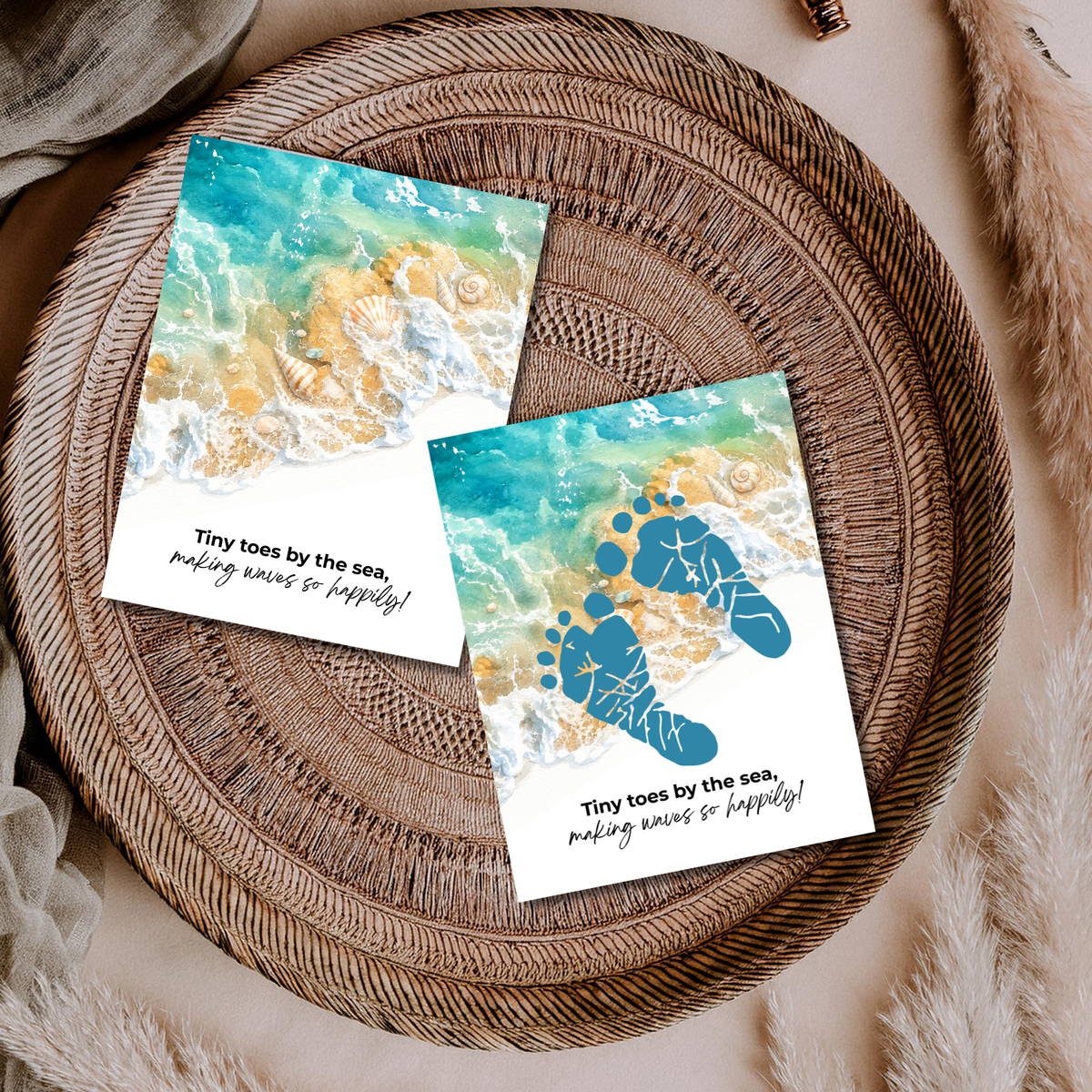 Tiny Toes by the Sea Footprint Craft Printable | Beach Footprint Keepsake | Summer Ocean Nursery Art for Kids