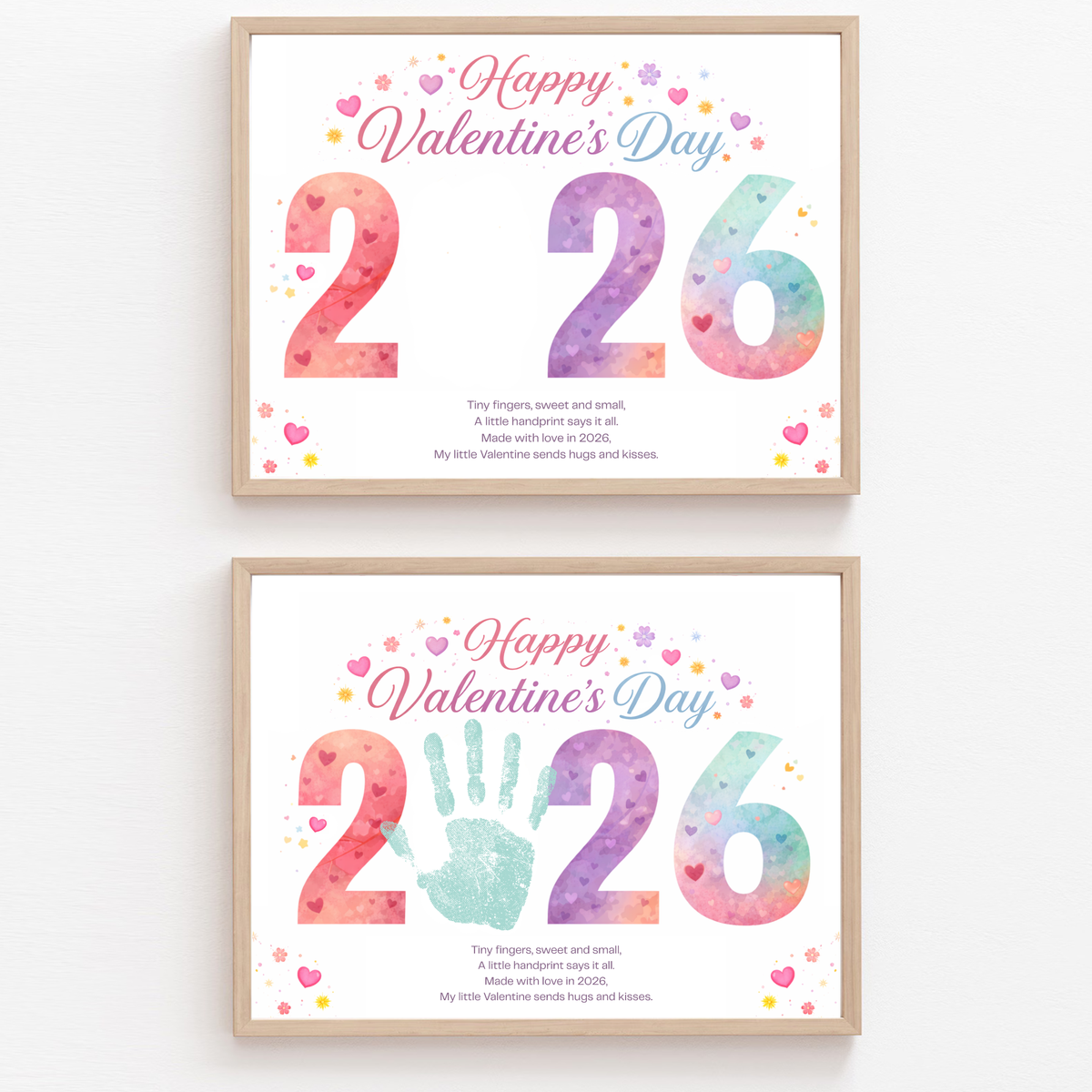 Valentine’s Day 2026 Handprint Craft Printable | Yearly Valentine Keepsake | Kids Valentine Art PDF