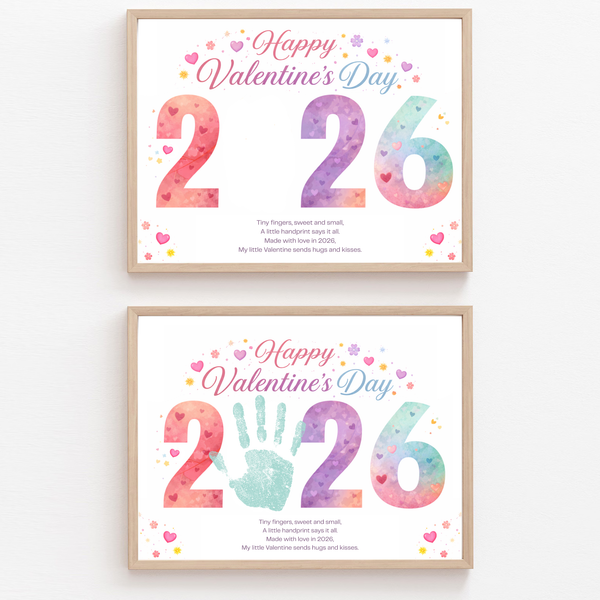 Valentine’s Day 2026 Handprint Craft Printable | Yearly Valentine Keepsake | Kids Valentine Art PDF
