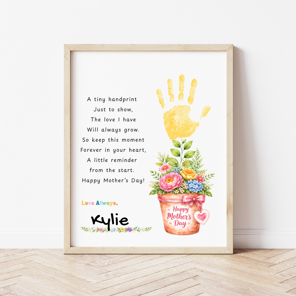 Mother’s Day Handprint Flower Pot Craft Printable | Keepsake Gift for Mom from Kids | Preschool DIY Handprint Art PDF | Happy Mother’s Day Craft