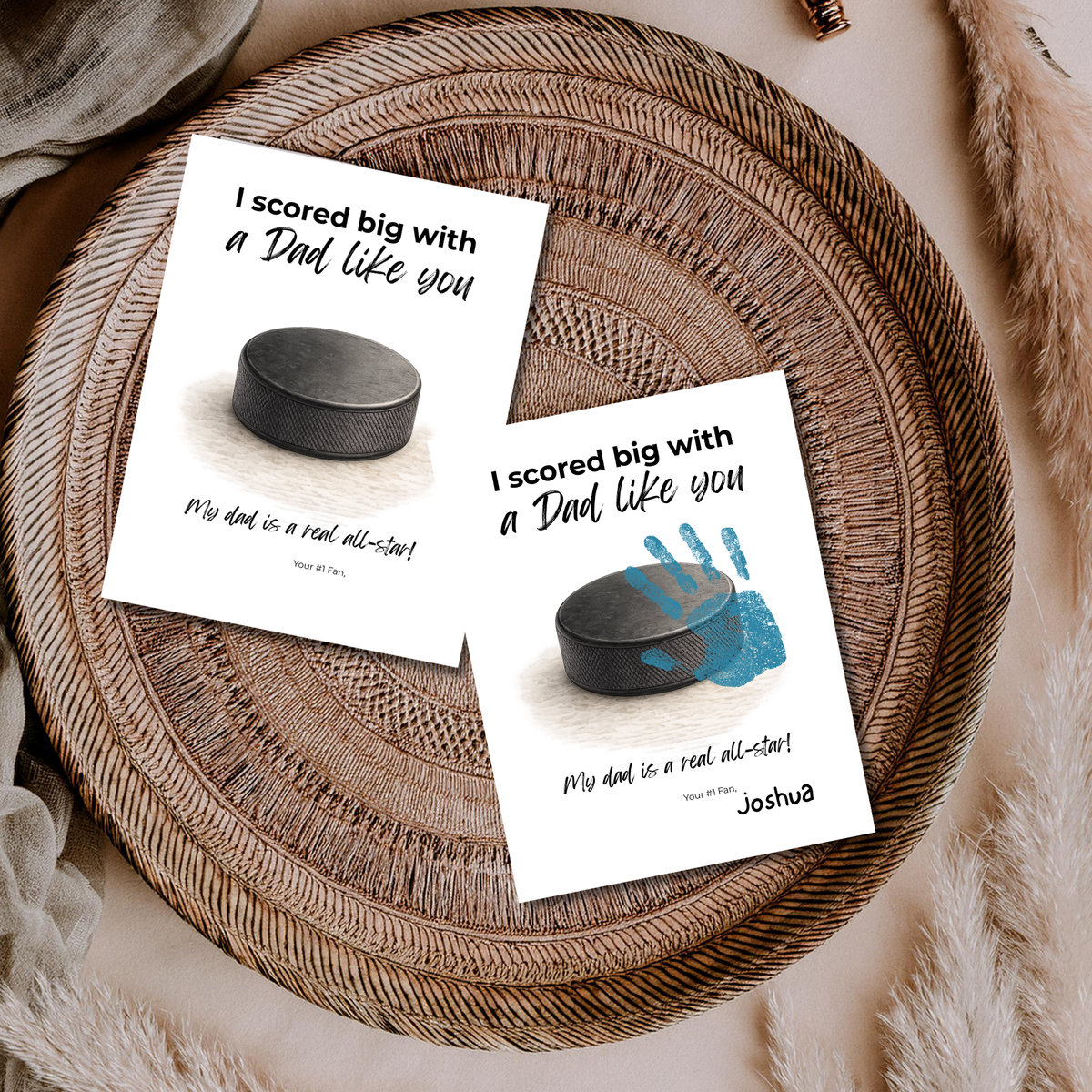 Hockey Handprint Craft for Dad, I Scored Big with a Dad Like You Printable, Father’s Day Hockey Keepsake from Kids