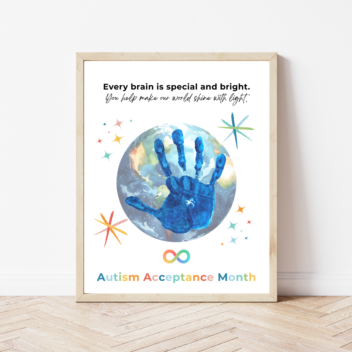 Autism Acceptance Month Handprint Craft Printable | Every Brain is Special and Bright | Classroom Autism Awareness Activity | Preschool Keepsake PDF