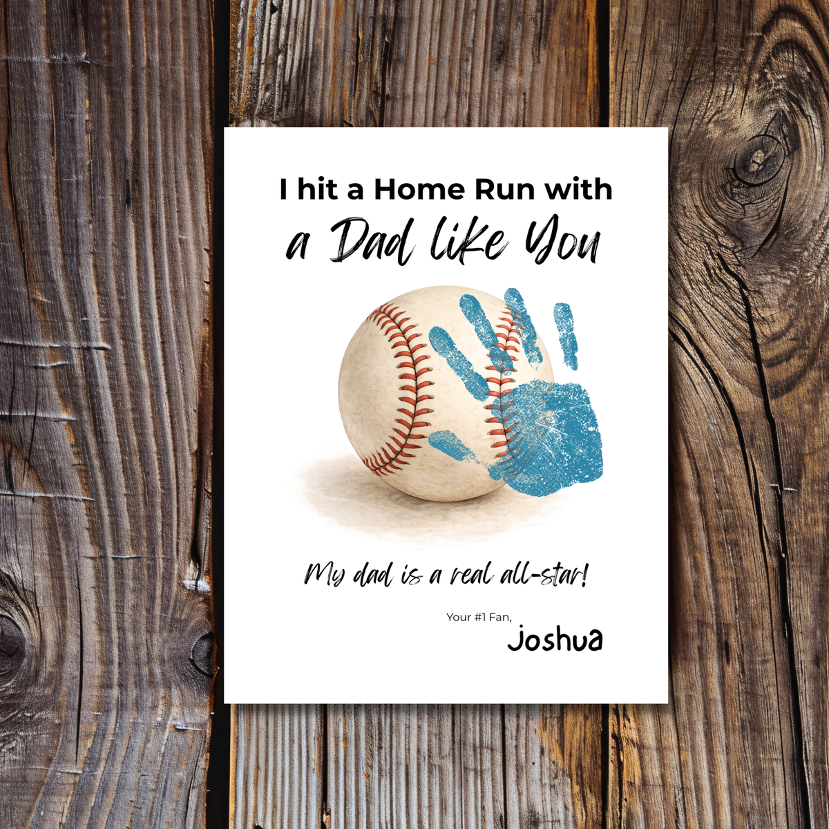 Baseball Handprint Craft for Dad, I Hit a Home Run with a Dad Like You Printable, Father’s Day Baseball Keepsake from Kids