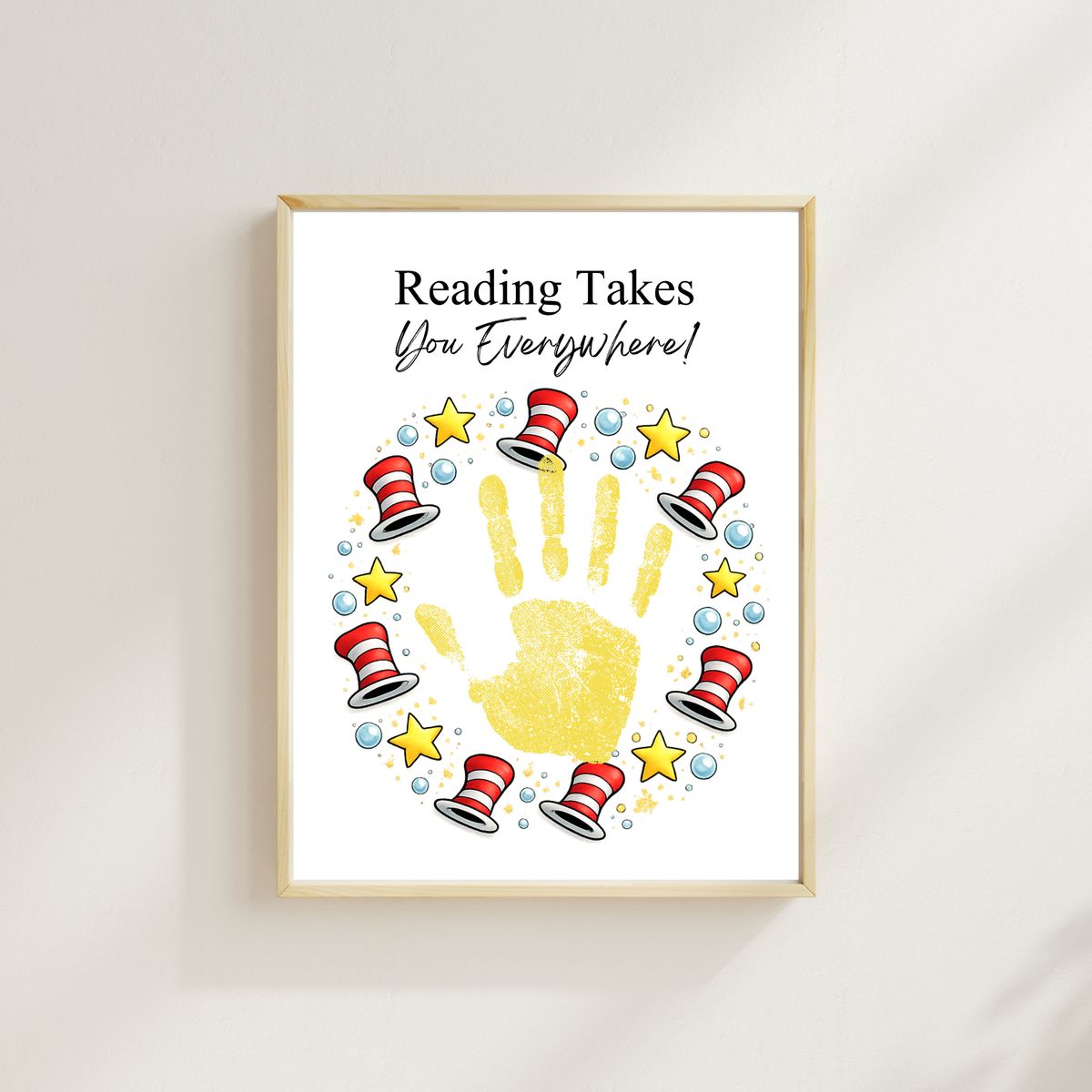 Reading Takes You Everywhere Wreath Handprint Craft Printable | Kids Literacy Week Activity | Preschool Reading Celebration Art PDF