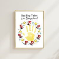 Reading Takes You Everywhere Wreath Handprint Craft Printable | Kids Literacy Week Activity | Preschool Reading Celebration Art PDF