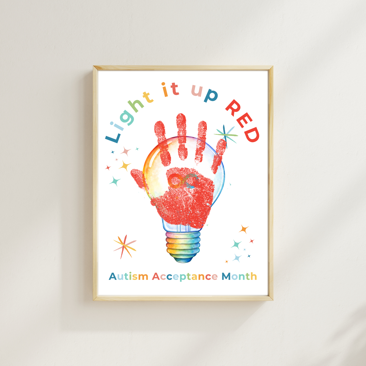 Autism Acceptance Month “Light It Up Red” Handprint Craft Printable | Autism Awareness Classroom Activity | Kids Inclusion Art PDF