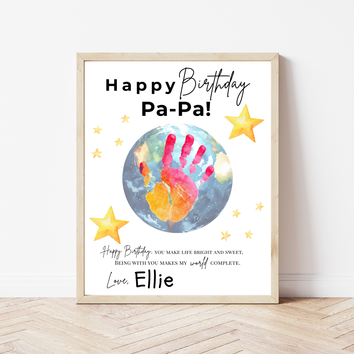 PaPa Birthday Handprint Craft Printable | Happy Birthday Pa-Pa Keepsake from Kids | Grandpa Birthday Gift | 1 or 2 Handprints | Kids DIY Art PDF