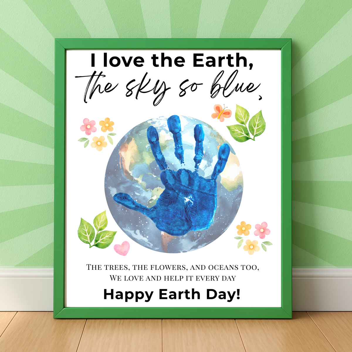 Earth Day Handprint Craft Printable | Happy Earth Day Keepsake from Kids | Preschool Earth Day Art Activity | Classroom Spring Craft PDF