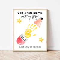 Christian Last Day of School Handprint Craft Printable | God is Helping Me Write My Story | Psalm 139:16 Keepsake | End of Year PDF
