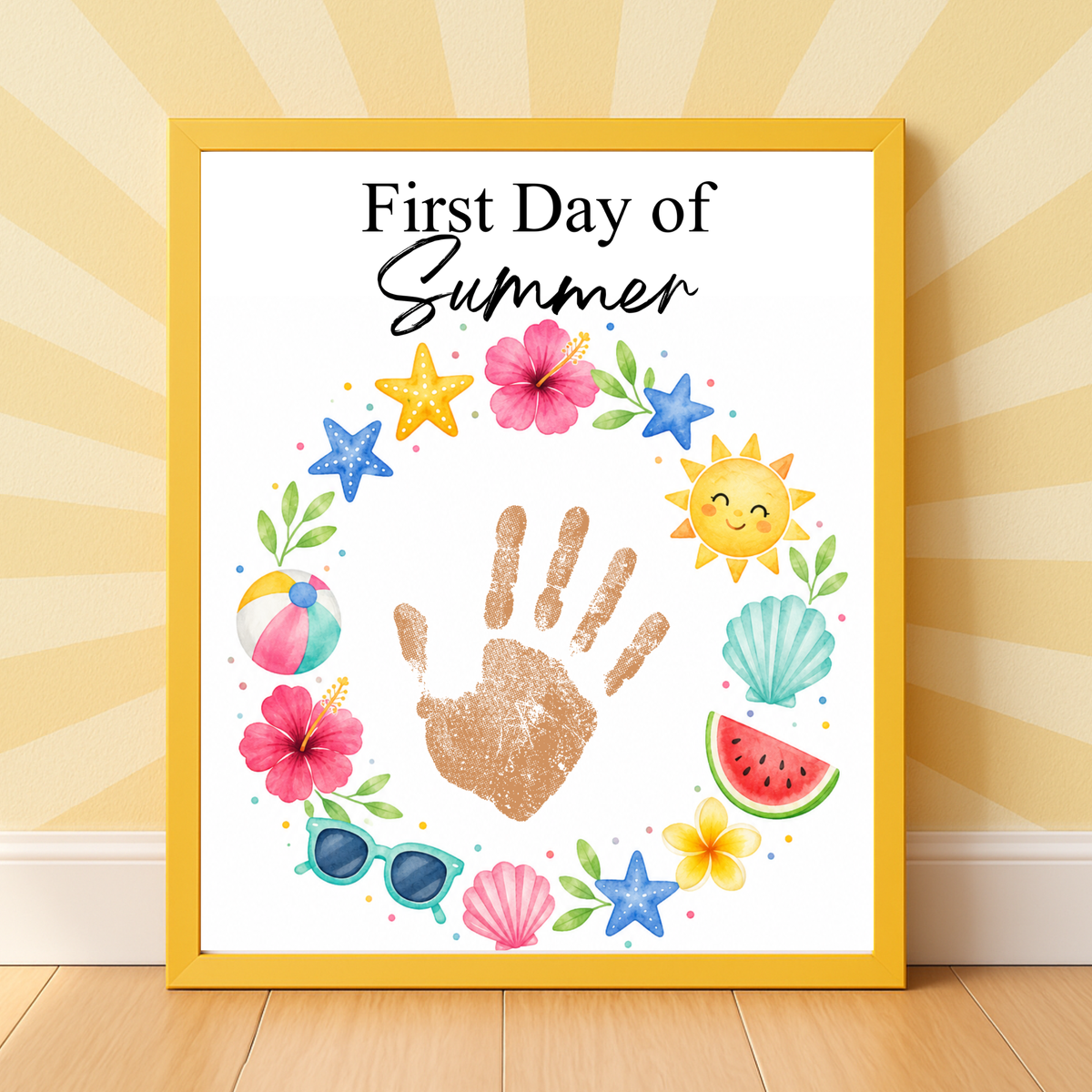 First Day of Summer Handprint Craft Printable | Summer Keepsake Activity for Kids | Preschool Kindergarten Summer Craft