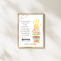 Spring Handprint Flower Craft Printable | Personalized Keepsake Poem Activity | Preschool Spring Art Gift | Kids Flower Pot Handprint PDF