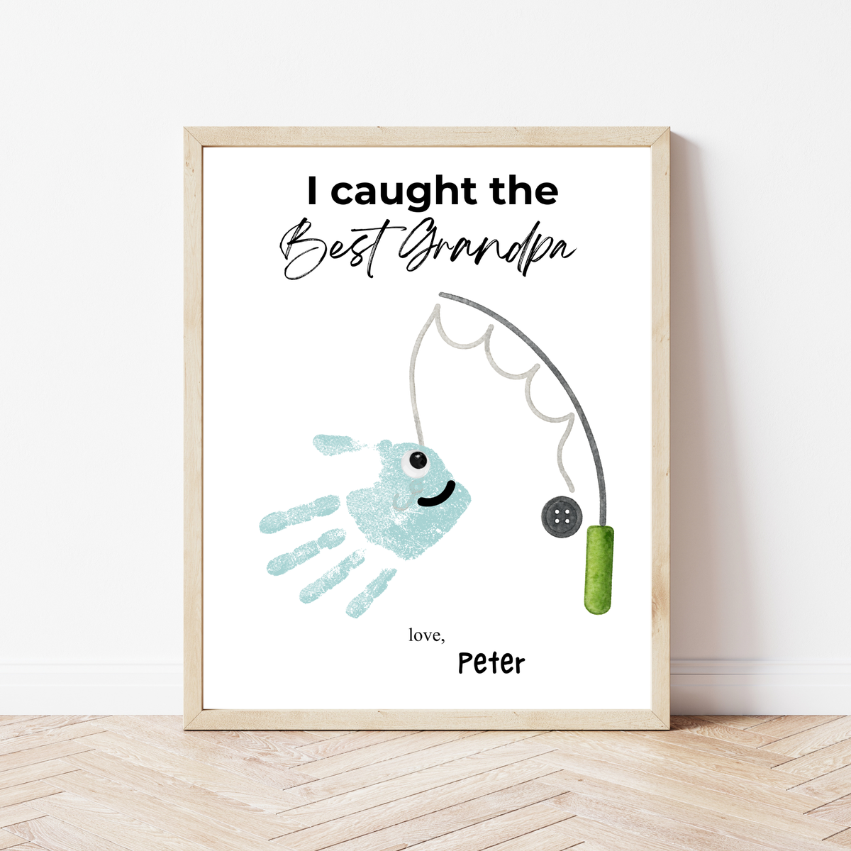 I Caught the Best Grandpa Handprint Craft Printable | Father’s Day & Birthday Gift for Grandpa | Fishing Keepsake from Kids | DIY Download