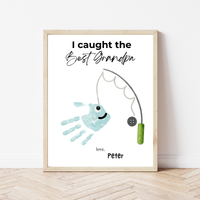 I Caught the Best Grandpa Handprint Craft Printable | Father’s Day & Birthday Gift for Grandpa | Fishing Keepsake from Kids | DIY Download