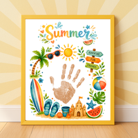 Summer Handprint Craft Printable | Summer Keepsake Activity for Kids | Preschool Kindergarten Beach Theme Craft