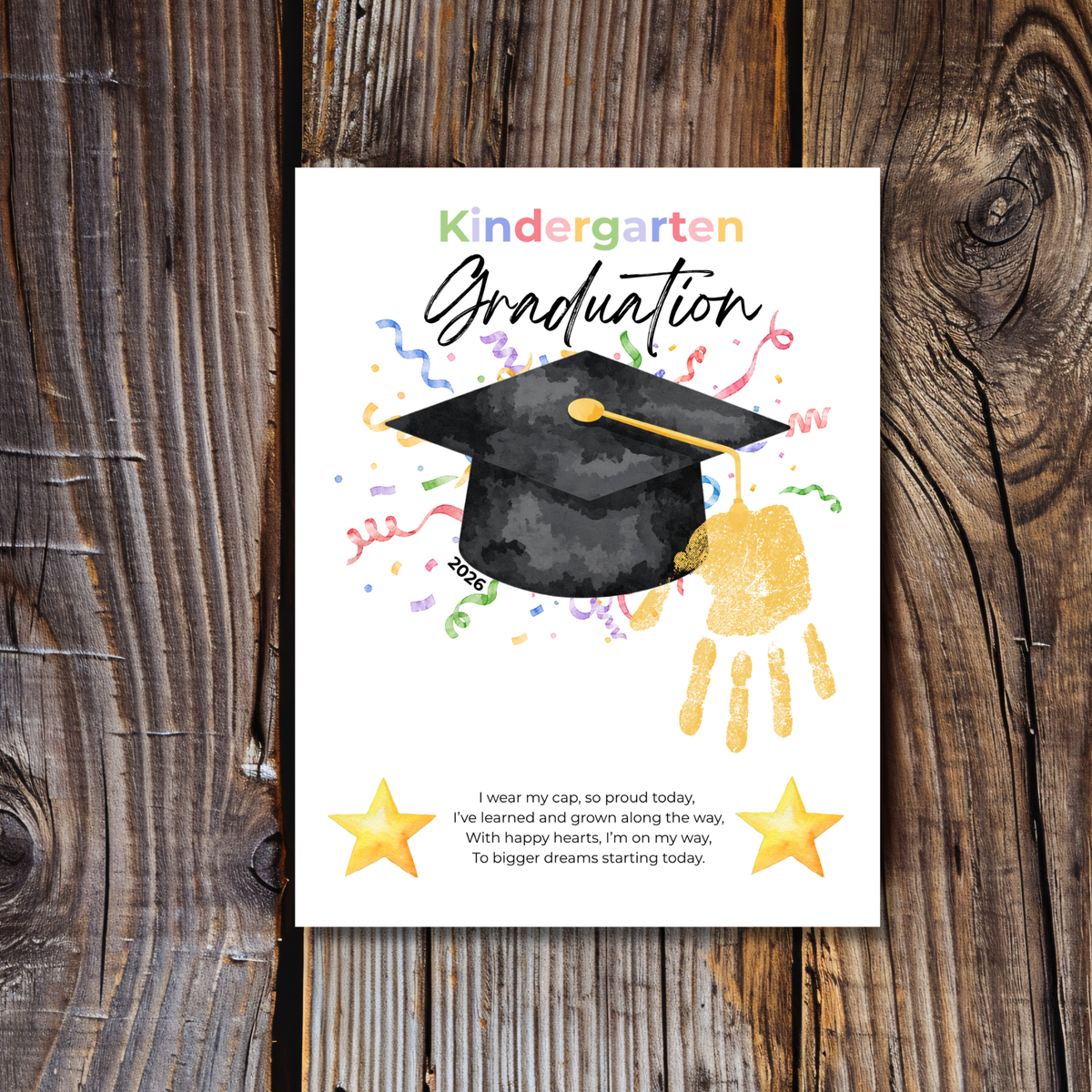 Kindergarten Graduation Printable | Graduation Cap Classroom Keepsake | End of Year Teacher Gift | Preschool Graduation Activity | 2026 Graduation Poster