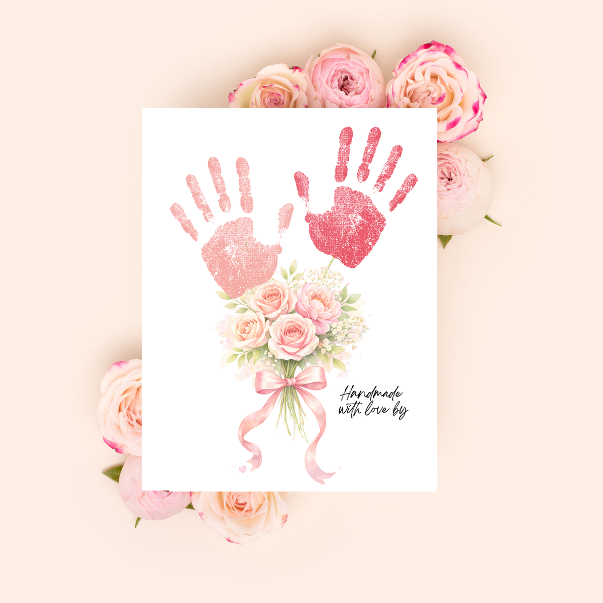 Floral Handprint Printable Gift for Her | Mother’s Day, Grandma, Teacher Appreciation, Birthday Keepsake | Handmade with Love Art