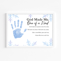 Winter Faith-Based Handprint Craft Printable | “God Made Me One of a Kind” Snowflake Keepsake | Christian Winter Art PDF