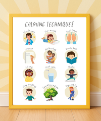Calming Techniques Poster | Emotional Regulation Chart for Kids | Educational Classroom & Home Wall Art