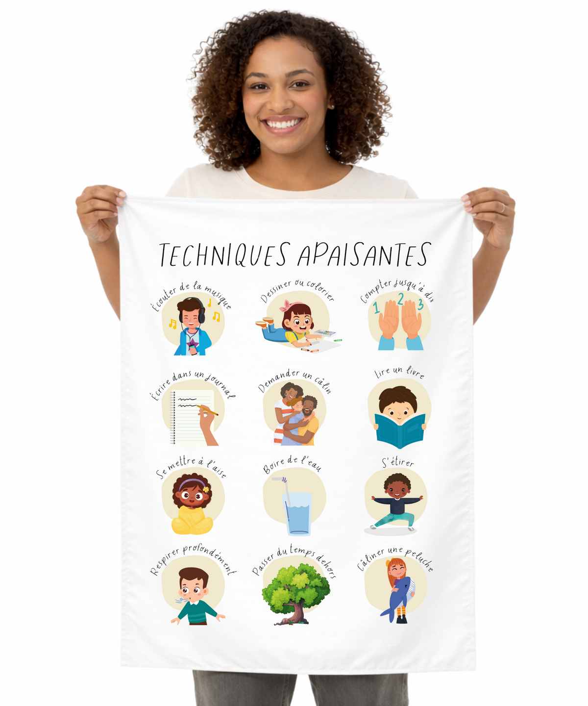 French Calming Techniques Wall Tapestry – Emotional Regulation & Language Learning Support