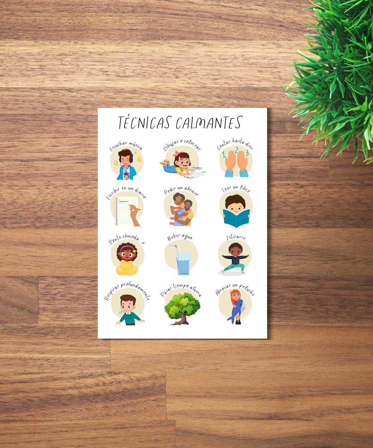 Spanish Calming Techniques Poster | Emotional Regulation Chart for Kids | Educational Classroom & Home Wall Art