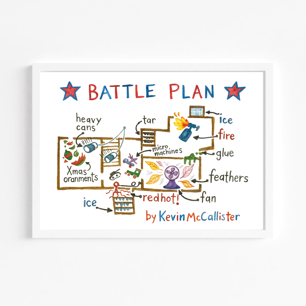 Battle Plan Kids Printable Wall Art | Funny Holiday Trap Blueprint Poster | Movie Night Decor | Playroom Art Print | Multiple Sizes Included