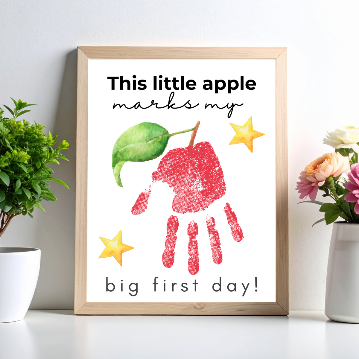 This Little Apple Marks My Big First Day Handprint Craft Printable | First Day of School Keepsake | Preschool & Kindergarten Back to School Activity