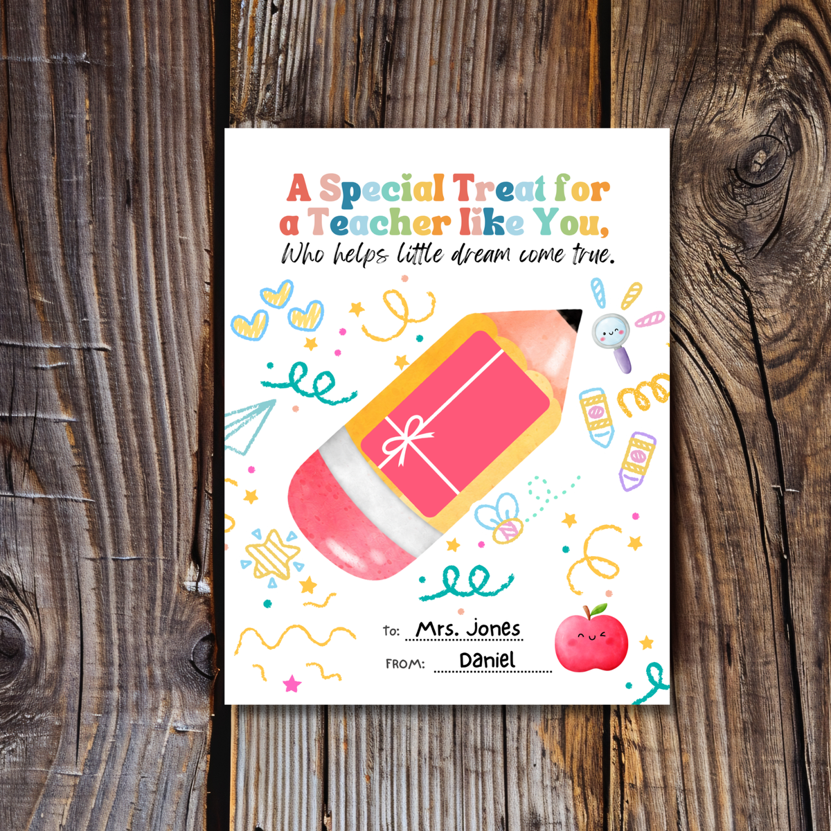 Teacher Gift Card Holder Printable | Teacher Appreciation Gift Card Craft | End of School Year Teacher Gift | A Special Treat for a Teacher Like You