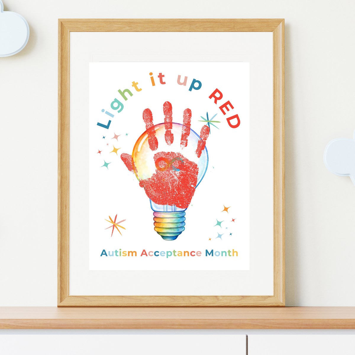 Autism Acceptance Month “Light It Up Red” Handprint Craft Printable | Autism Awareness Classroom Activity | Kids Inclusion Art PDF