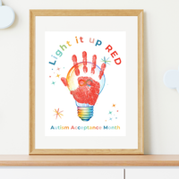 Autism Acceptance Month “Light It Up Red” Handprint Craft Printable | Autism Awareness Classroom Activity | Kids Inclusion Art PDF