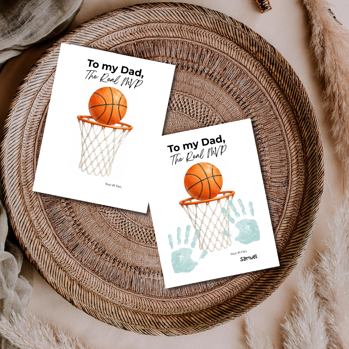 Basketball Father’s Day Handprint Craft Printable, To My Dad The Real MVP, Basketball Birthday Gift for Dad, Sports Dad Keepsake from Kids