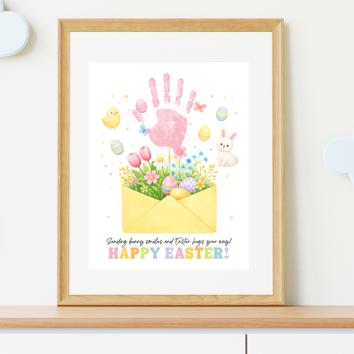 Easter Handprint Craft Printable | Bunny & Chick Flower Envelope Keepsake | Preschool Fine Motor Spring Activity PDF