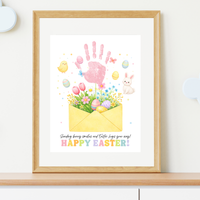 Easter Handprint Craft Printable | Bunny & Chick Flower Envelope Keepsake | Preschool Fine Motor Spring Activity PDF