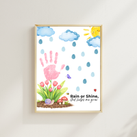 Rain or Shine Handprint Craft Printable | “God Helps Me Grow” Spring Faith-Based Activity | Preschool Christian Keepsake Art PDF