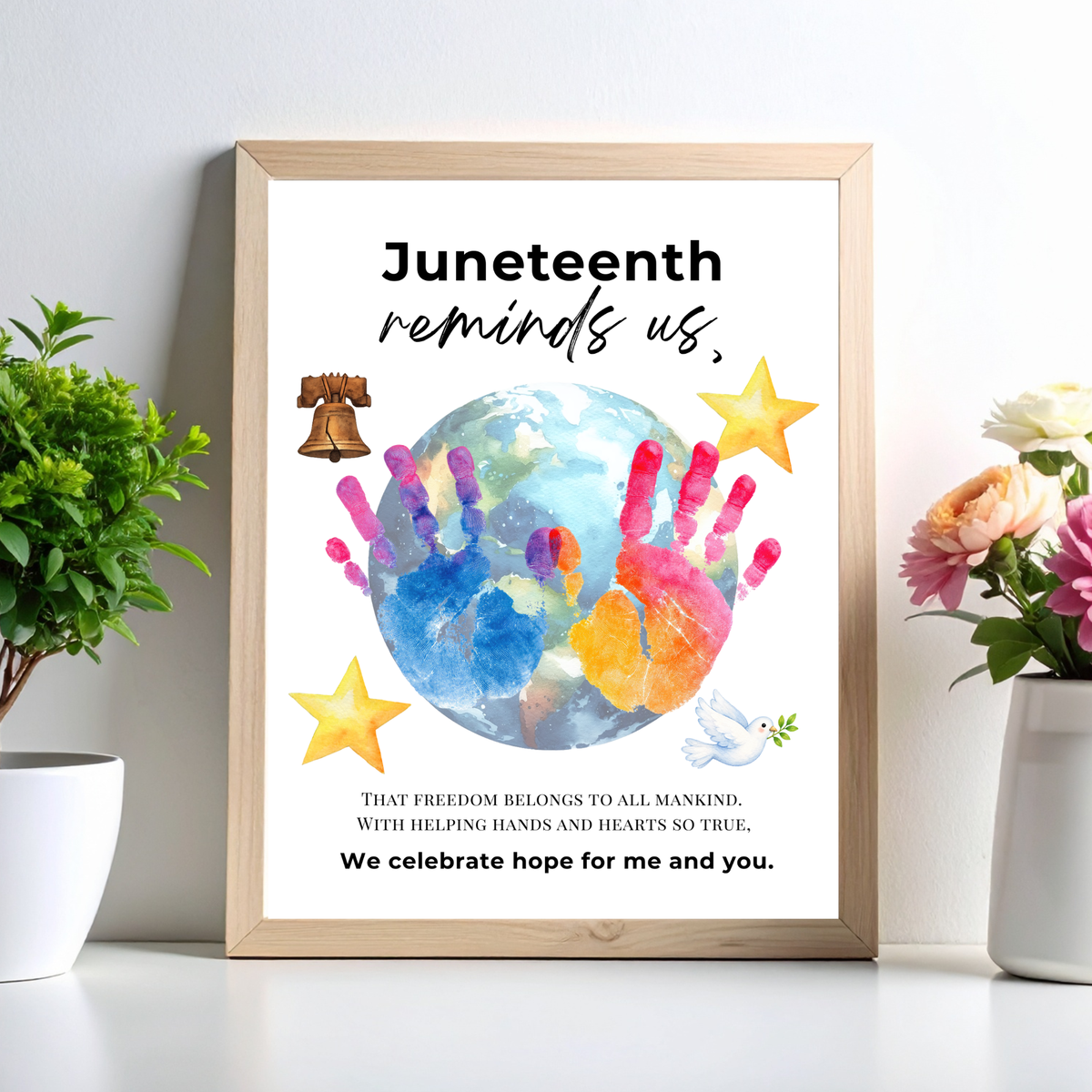 Juneteenth Reminds Us Handprint Craft Printable | Juneteenth Activity for Kids | Diversity & Inclusion Keepsake