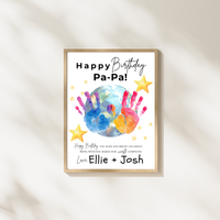 PaPa Birthday Handprint Craft Printable | Happy Birthday Pa-Pa Keepsake from Kids | Grandpa Birthday Gift | 1 or 2 Handprints | Kids DIY Art PDF