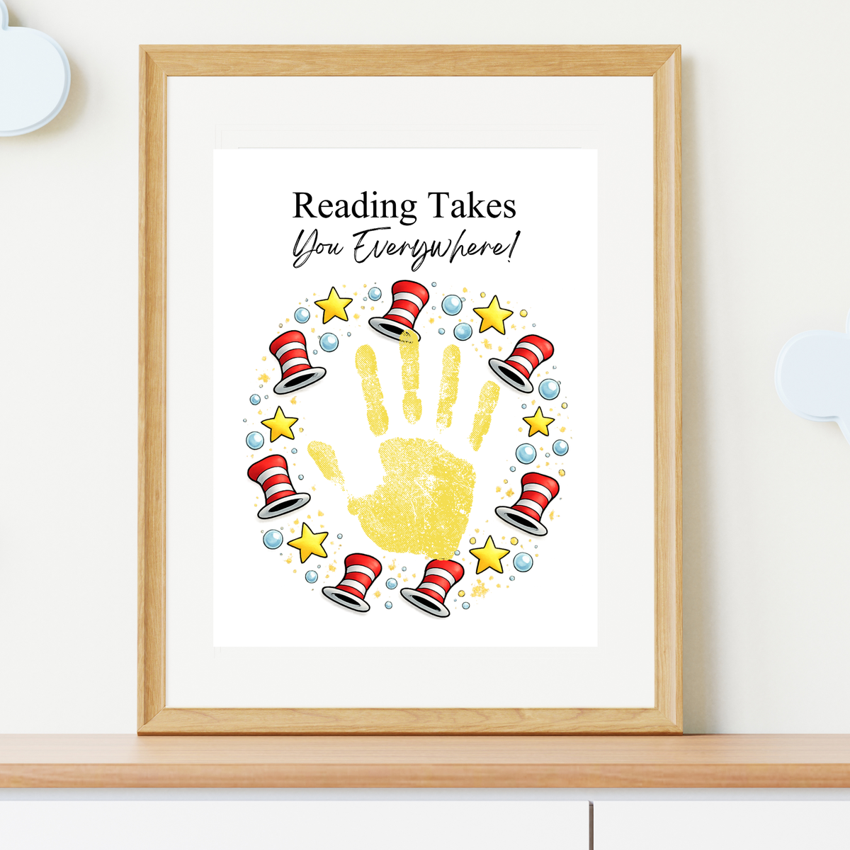 Reading Takes You Everywhere Wreath Handprint Craft Printable | Kids Literacy Week Activity | Preschool Reading Celebration Art PDF